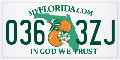 FL license plate 0363ZJ
