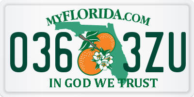FL license plate 0363ZU