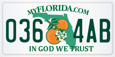 FL license plate 0364AB