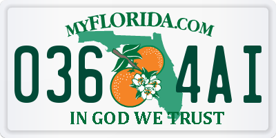 FL license plate 0364AI