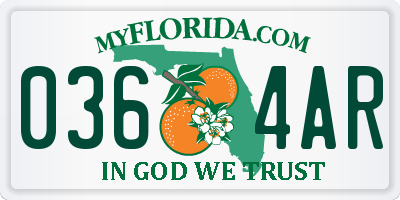 FL license plate 0364AR