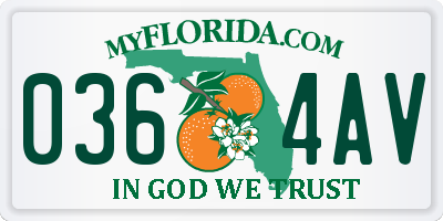 FL license plate 0364AV