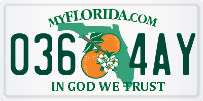 FL license plate 0364AY