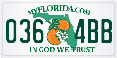 FL license plate 0364BB