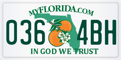 FL license plate 0364BH