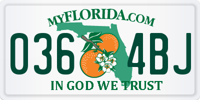 FL license plate 0364BJ