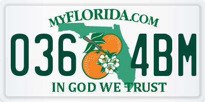 FL license plate 0364BM