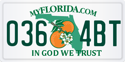 FL license plate 0364BT