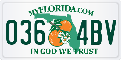 FL license plate 0364BV