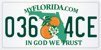 FL license plate 0364CE