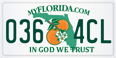 FL license plate 0364CL