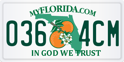 FL license plate 0364CM