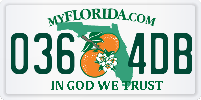 FL license plate 0364DB