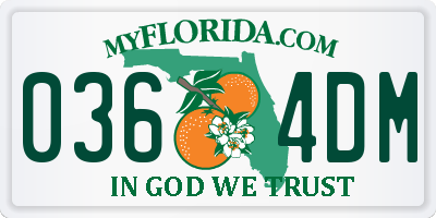FL license plate 0364DM