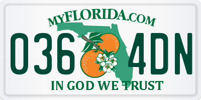FL license plate 0364DN