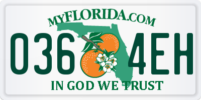 FL license plate 0364EH