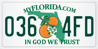 FL license plate 0364FD