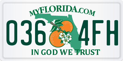 FL license plate 0364FH