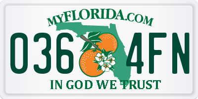FL license plate 0364FN