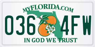 FL license plate 0364FW