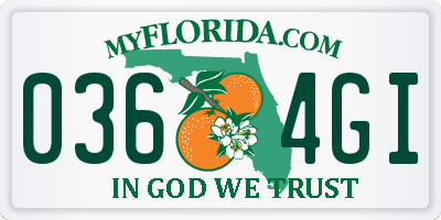 FL license plate 0364GI