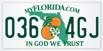 FL license plate 0364GJ