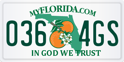 FL license plate 0364GS