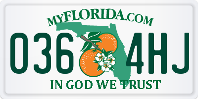 FL license plate 0364HJ