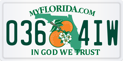 FL license plate 0364IW