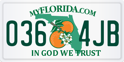 FL license plate 0364JB