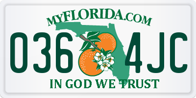 FL license plate 0364JC