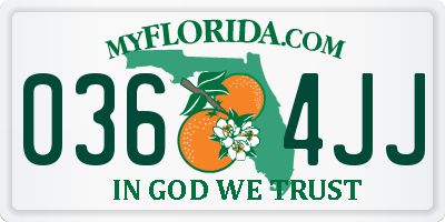 FL license plate 0364JJ