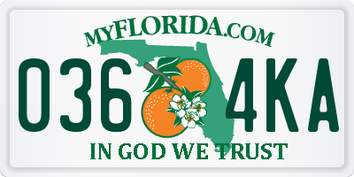 FL license plate 0364KA