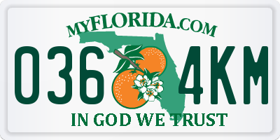 FL license plate 0364KM