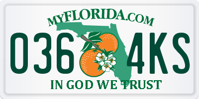 FL license plate 0364KS