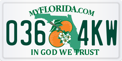 FL license plate 0364KW