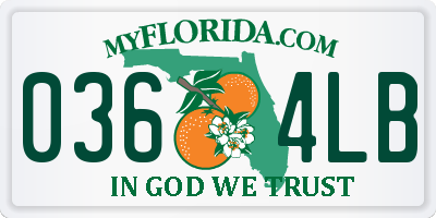 FL license plate 0364LB