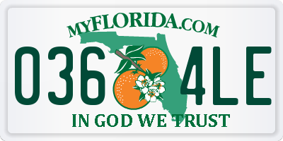 FL license plate 0364LE