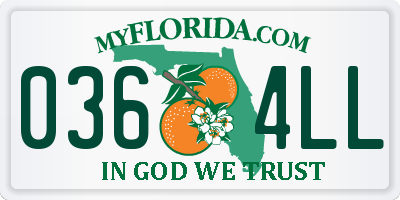 FL license plate 0364LL