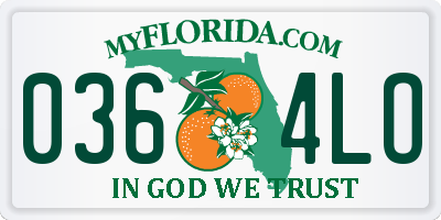 FL license plate 0364LO