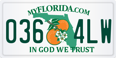 FL license plate 0364LW