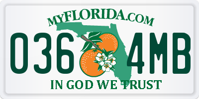 FL license plate 0364MB