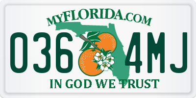 FL license plate 0364MJ