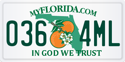 FL license plate 0364ML