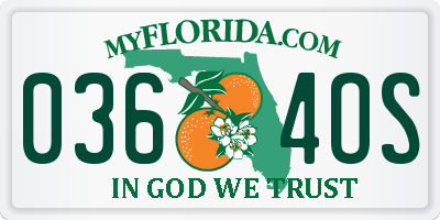 FL license plate 0364OS