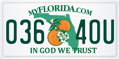 FL license plate 0364OU