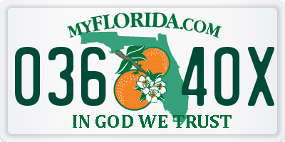 FL license plate 0364OX