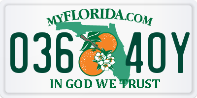 FL license plate 0364OY