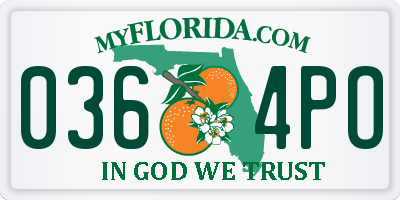 FL license plate 0364PO