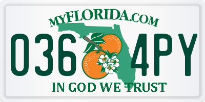 FL license plate 0364PY